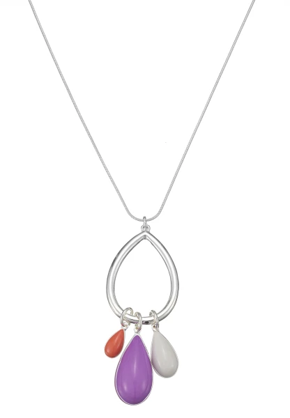 Leslii Lange Kette Tropfen in Silber Lila Fabrik Onlineshop