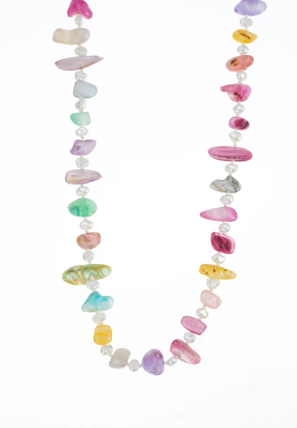Leslii Lange Kette Perlmutt-Splitter Perlen Bunt Sonderangebot