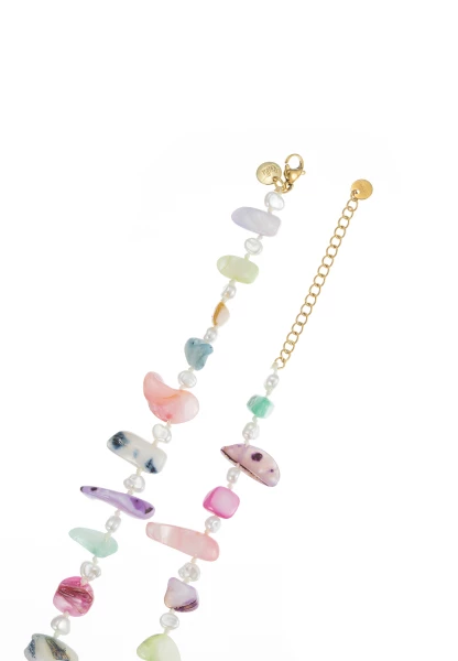 Leslii Lange Kette Perlmutt-Splitter Perlen Bunt Sonderangebot