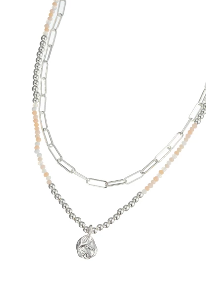 Leslii Kurze Kette Layering Glasperlen Beige Begrenztes Angebot