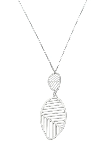 Leslii Lange Kette Blatt Edelstahl Silber Valentinstagsangebot