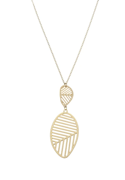 Leslii Lange Kette Blatt Edelstahl Gold Jubiläumsangebot