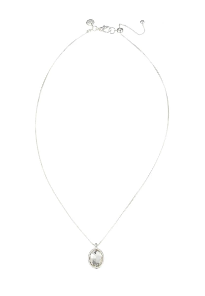 Leslii Kurze Kette Oval Glasstein Silber Top Angebot
