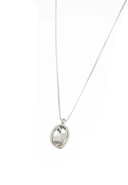 Leslii Kurze Kette Oval Glasstein Silber Top Angebot