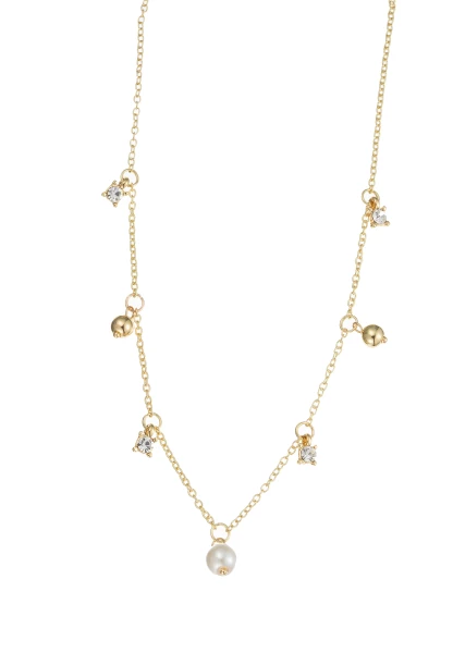 Leslii Kurze Kette Perle Kristall Gold Neueste Mode