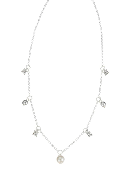 Leslii Kurze Kette Perle Kristall Silber Online Outlet