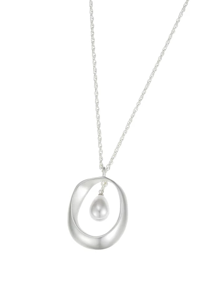Leslii Lange Halskette Perlen Oval in Silber Exklusive Angebote