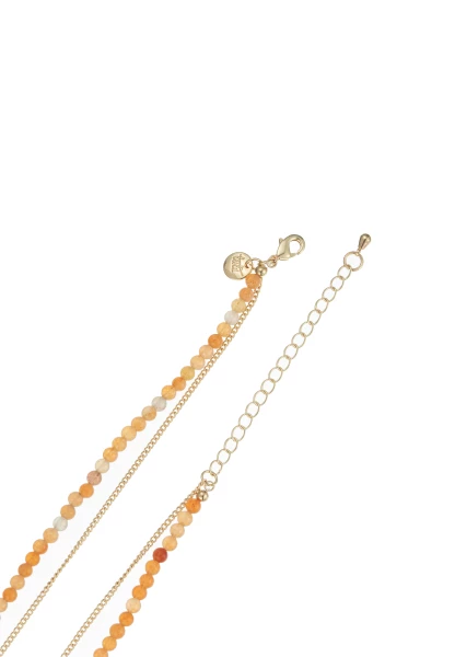Leslii Kurze Halskette Stein Kugeln Layering Gold Orange Große Rabatte