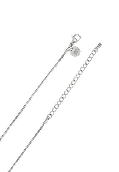 Leslii Lange Kette Ring Oval Edelstahl Silber Räumungsverkauf