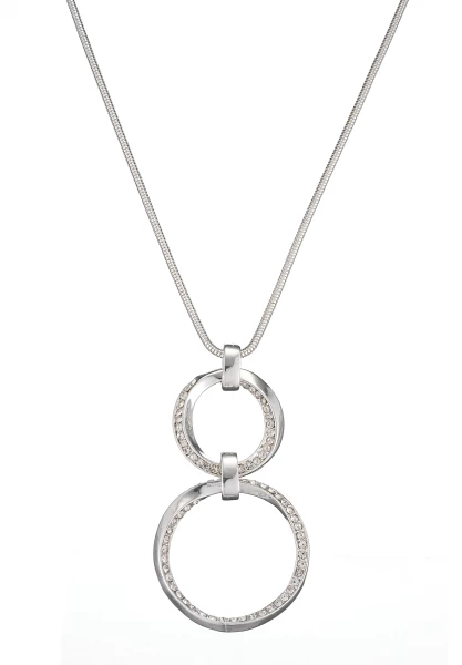 Leslii Lange Kette Glitzer Ringe Silber Riesige Ersparnisse