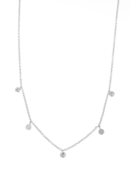 Leslii kurze Kette Recycled Kristall versilbert Bis zu 50% Rabatt