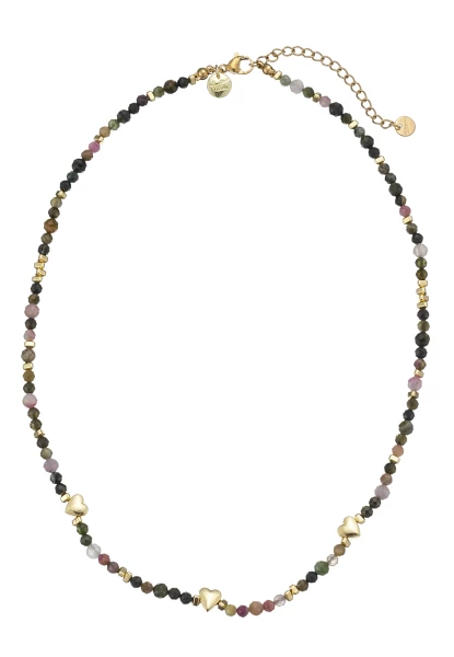 Leslii Kurze Halskette Kristall Herz-Kette 14k Gold Multi Vierteljährliche Förderung