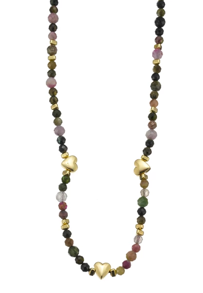 Leslii Kurze Halskette Kristall Herz-Kette 14k Gold Multi Vierteljährliche Förderung