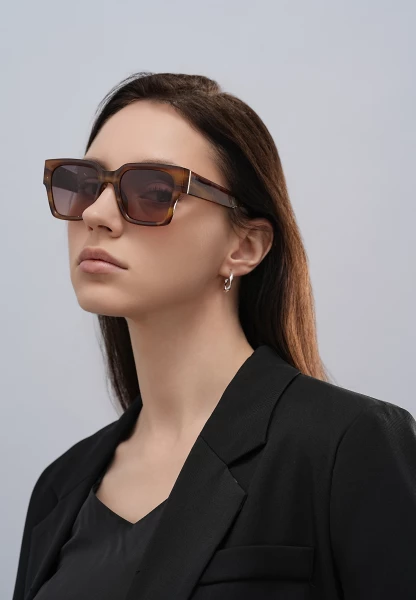 Leslii Sonnenbrille Retro Look Damen Sunglasses Designerbrille in Braun Riesige Rabatte