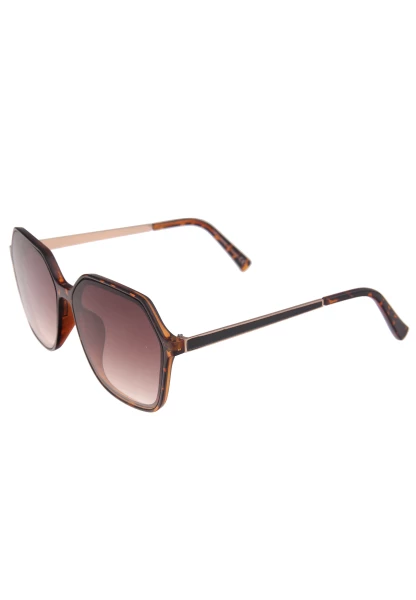 Leslii Sonnenbrille Damen Kanten-Look Horn-Optik braune Designerbrille Sunglasses Kunststoff Braun Im Verkauf