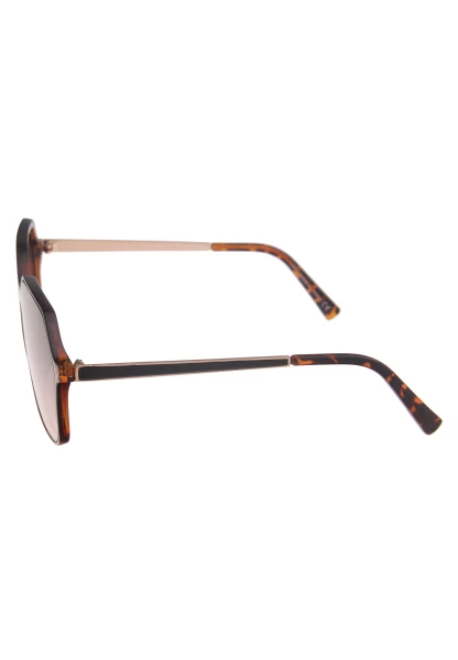Leslii Sonnenbrille Damen Kanten-Look Horn-Optik braune Designerbrille Sunglasses Kunststoff Braun Im Verkauf