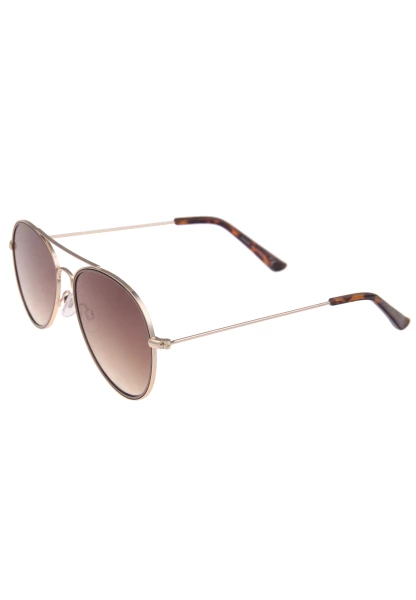 Leslii Sonnenbrille Damen Piloten-Brille Doppelsteg Designerbrille Sunglasses Metall Gold Braun Kostenloser Versand