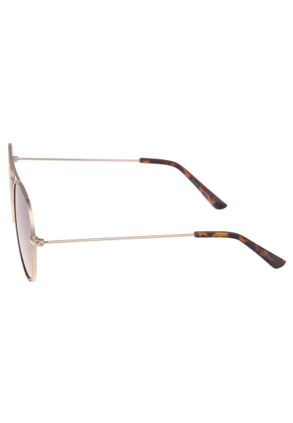 Leslii Sonnenbrille Damen Piloten-Brille Doppelsteg Designerbrille Sunglasses Metall Gold Braun Kostenloser Versand