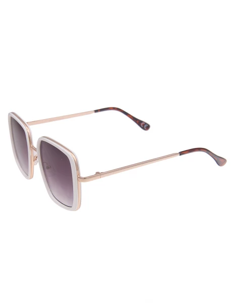 Leslii Sonnenbrille Square Look Eckig Damen Sunglasses Designerbrille in Weiß Gold Exklusivangebot