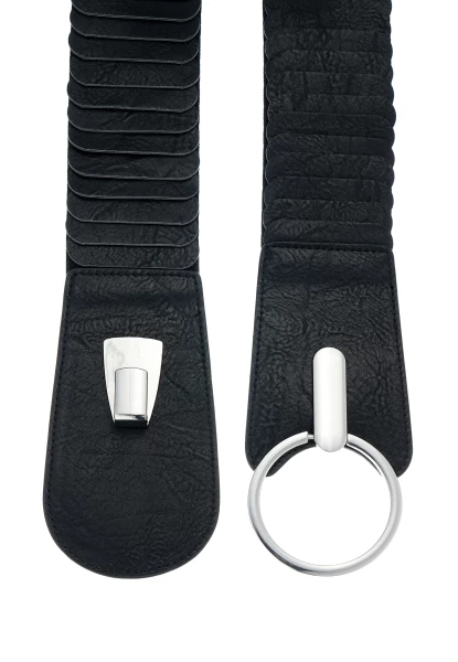 Leslii breiter Stretch-Gürtel Ringschließe | Schwarz Weihnachtsangebot