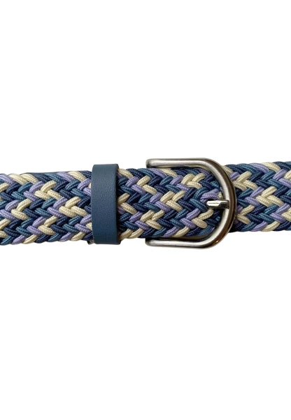 -50% SALE! Leslii Flechtgürtel Stretch mit Leder Applikation in Blau Creme Kauf eins, bekomm eins gratis