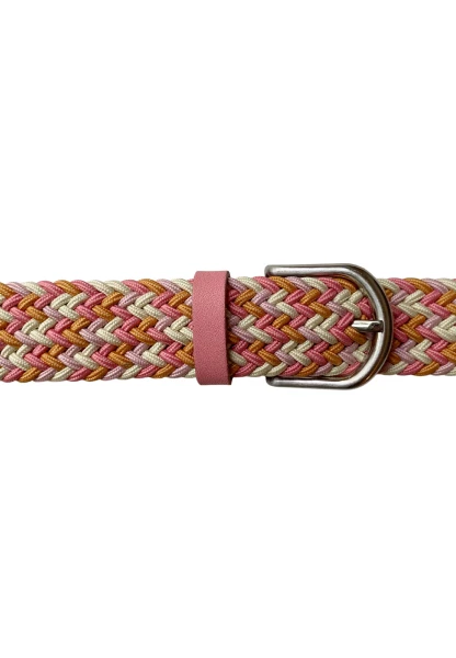 -50% SALE! Leslii Flechtgürtel Stretch mit Leder Applikation in Rosa Pink Creme Orange Sonderangebote