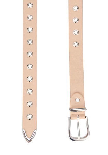 Leslii Gürtel mit Nieten Damen Ösen Kunst-Leder 2,8cm Breite in Creme Beige Begrenzte Freigabe