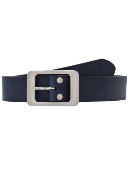 Leslii Gürtel echter Leder-Gürtel Rindsleder Basic dunkelblauer Gürtel Breite 4cm Navy Silber Blau Letzter Tag