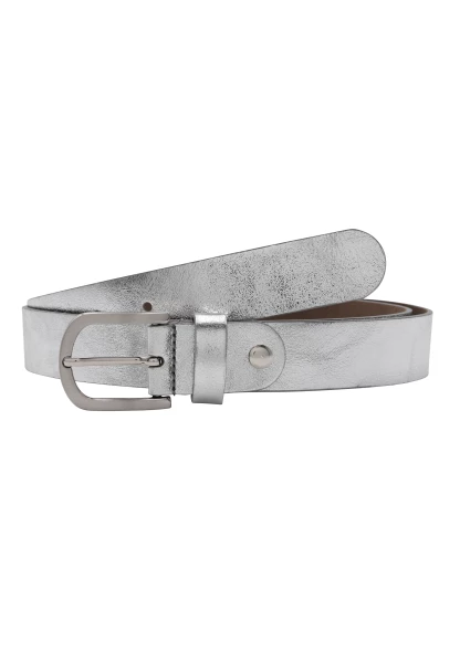 Leslii Premium Gürtel echter Leder-Gürtel silberner Gürtel Breite 3cm Kalbs-Nappaleder Narbung Silbe Fabrikladen