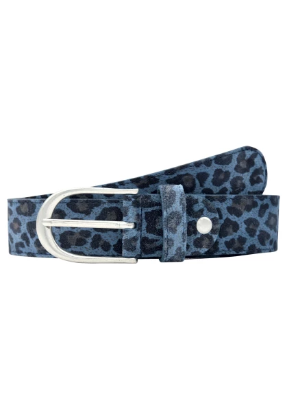Leslii Premium Gürtel Leo Print Leder-Gürtel 4cm Veloursleder in Blau Günstig kaufen