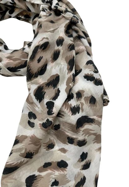 Leslii Schal Leo Muster in Beige Schwarz Exklusivangebot