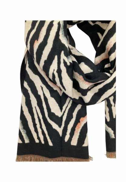 Leslii Schal mit Zebra-Muster Schwarz Neueste Mode