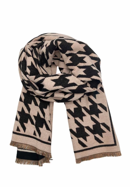 Leslii Schal mit Pepita-Muster Creme Schwarz Zeitlich begrenztes Angebot