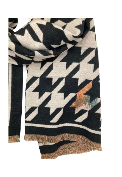Leslii Schal mit Pepita-Muster Creme Schwarz Zeitlich begrenztes Angebot