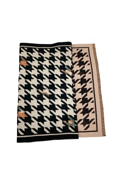 Leslii Schal mit Pepita-Muster Creme Schwarz Zeitlich begrenztes Angebot