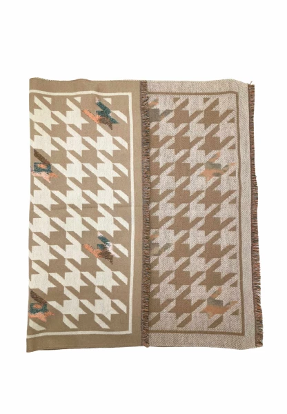 Leslii Schal mit Pepita-Muster Creme Beige Blitzangebot