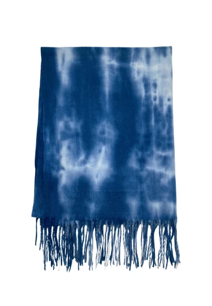 Leslii Schal Fransen Batik Blau Kauf eins, bekomm eins gratis