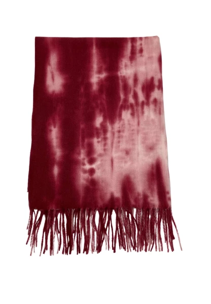 Leslii Schal Fransen Batik Dunkelrot Rosa Tägliche Deals