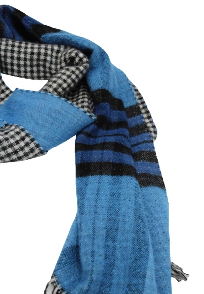 -50% SALE Leslii Schal Muster-Mix gemusterter Schal Streifen-Muster Fransen-Schal kariert in Blau 2025