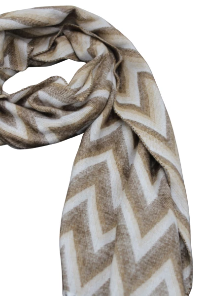 -50% SALE Leslii Schal Zickzack-Muster gemusterter Fransen-Schal Muster-Schal in Braun Beige Online