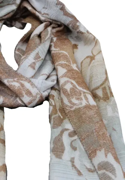 -50% SALE Leslii Schal Blumen-Muster Rosen gemusterter Fransen-Schal Muster-Schal in Braun Beige Angebote