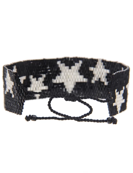 -70% SALE Leslii Armband Web-Muster Sterne in Schwarz Silber 50% Rabatt mit kostenlosem Versand