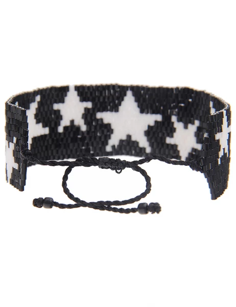 -70% SALELeslii Armband Web-Muster Sterne in Schwarz Weiß Kostenloser Versand international