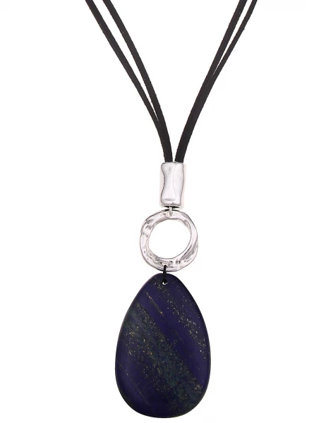 -50% SALE Leslii Lange Halskette Naturstein in Schwarz Blau Im Verkauf