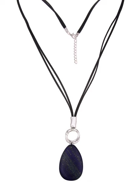 -50% SALE Leslii Lange Halskette Naturstein in Schwarz Blau Im Verkauf