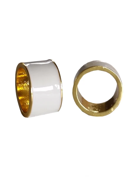 -50% SALE Leslii Ring Statement Look in Gold Weiß Günstig kaufen
