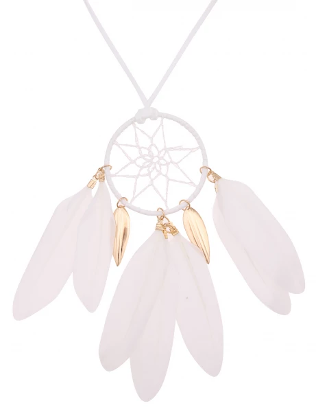 -50% SALE Leslii Lange Halskette Traumfänger in Weiß Gold Großer Ausverkauf