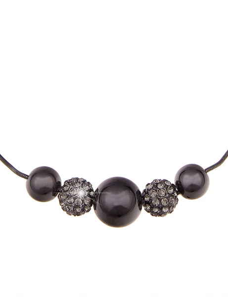 -50% SALE Leslii Kurze Halskette Glitzer Kugeln in Schwarz Grau Flash Sale