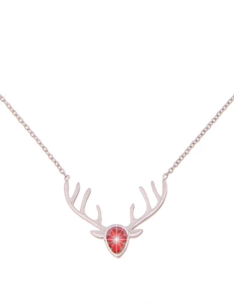 -50% SALE Leslii Damen-Kette Hirsch-Geweih Trachten-Collier Oktoberfest Dirndl-Kette Wiesn Silber Ro Online Outlet