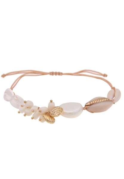 -50% SALE Leslii Armband Estefania Muschel in Braun Weiß Bestseller